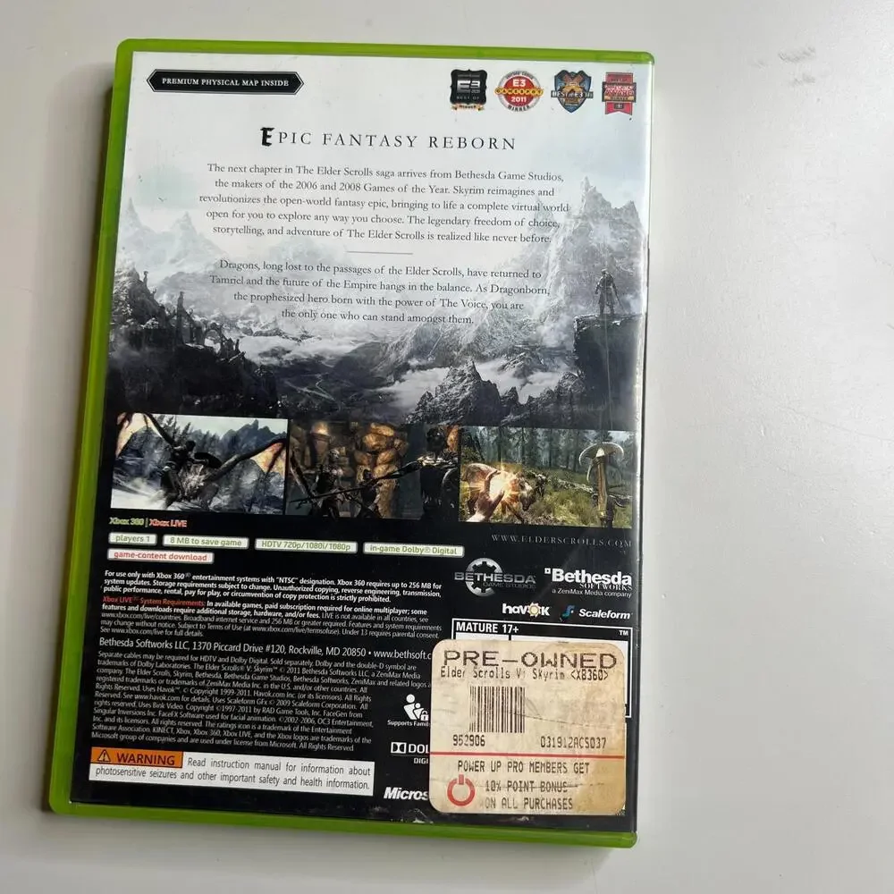 The Elder Scrolls V: Skyrim (Microsoft Xbox 360, 2011) Complete CIB‎ Tested